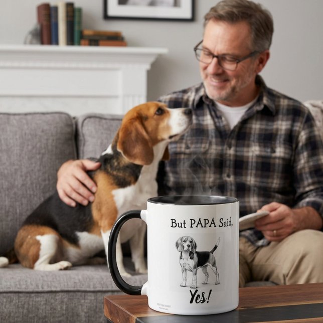 Mug Joli Beagle typographie Noir/ Blanc Personnaliser (Créateur téléchargé)