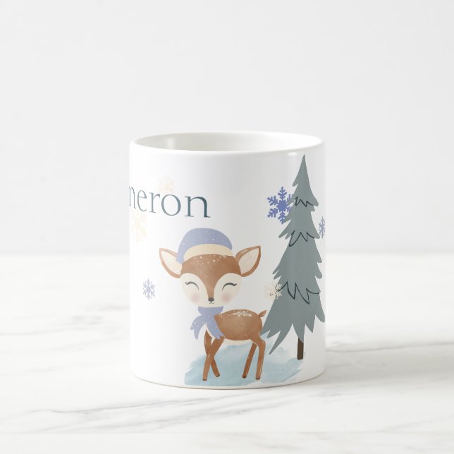 Mug Joli bébé cerf d'hiver garçon Faon Nom personnalis (Centre)