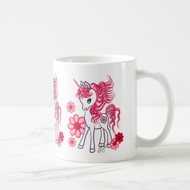 Mug Joli bébé licorne fille rouge (Droite)