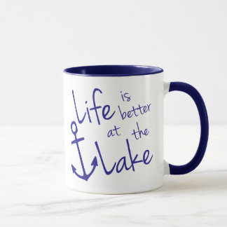 Mug joli bleu LA VIE EST MEILLEURE AU LAC |