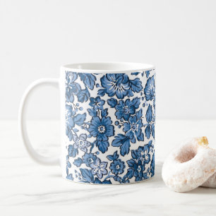 Mug Joli Boho bleu et blanc floral