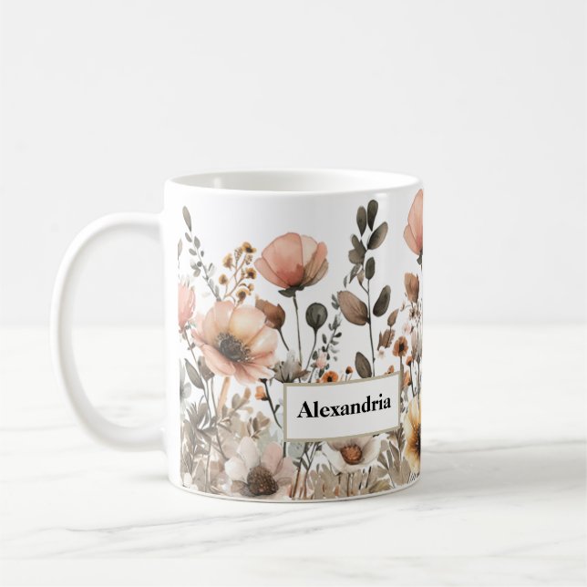 Mug Joli Boho Fleurs sauvages roses (Gauche)