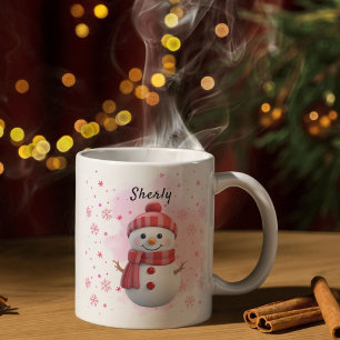 Mug Joli bonhomme de neige Noël nom personnalisé