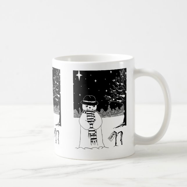 Mug joli bonhomme de neige souriant scène de neige pou (Droite)