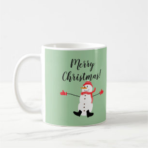 Mug Joli bonhomme de neige sur Sage Green Joyeux Noël