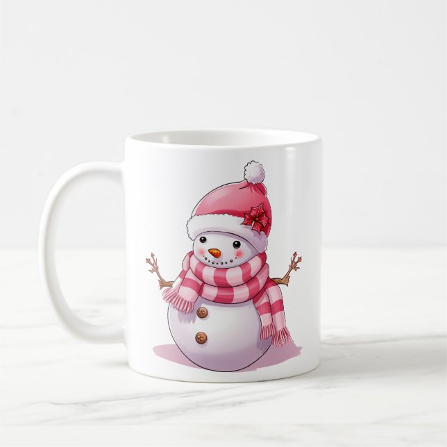 Mug Joli bonhomme rose de Noël (Gauche)