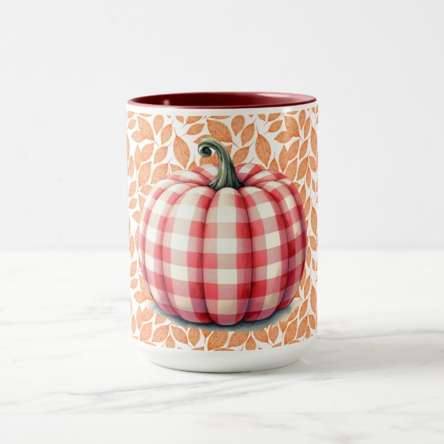 Mug Joli bonjour chute plaid citrouille (Centre)