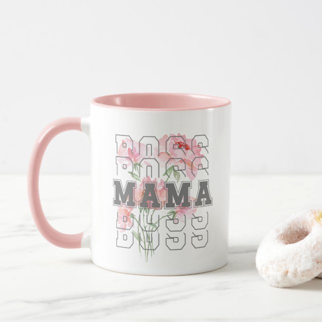 Mug Joli Boss mama l Rose moderne (Avec donut)
