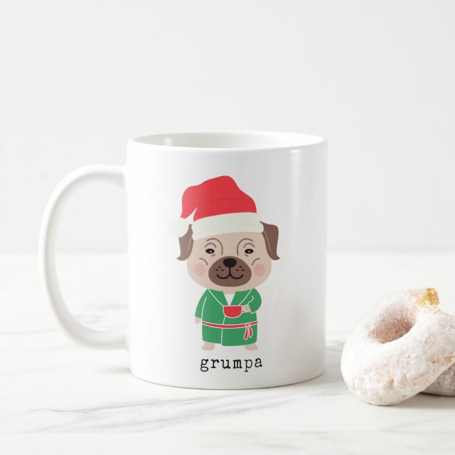 Mug Joli café du matin de Noël Bulldog Grumpa (Avec donut)