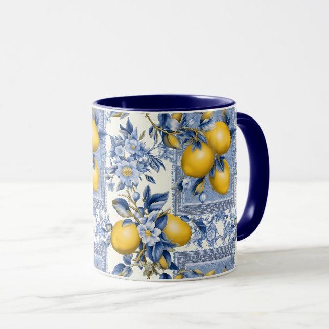 Mug Joli Carreaux Talavera Tout-En-Tête Citrons Imprim (Devant droit)