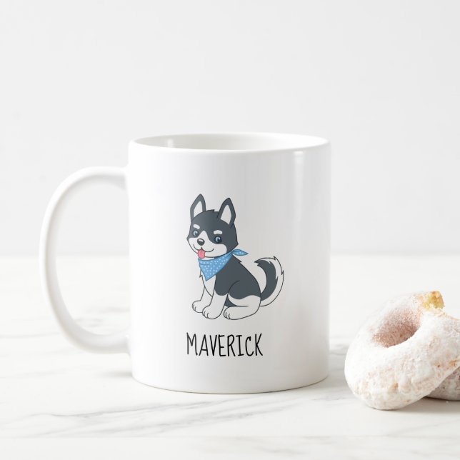 Mug Joli Cartoon Husky Chien Chien Chien Chien Personn (Avec donut)