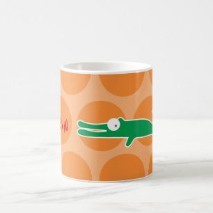 Mug Joli Cartoon vert Alligator & Dots Amusants pour e
