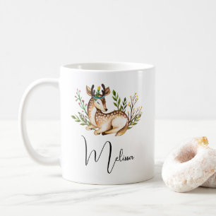 Mug Joli Cerf Aquarellé Posé En Bas Boho