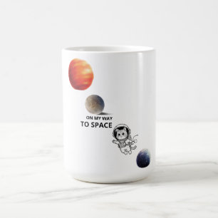 Mug Joli Chat Astronaute dans l'Espace Flottant dans l