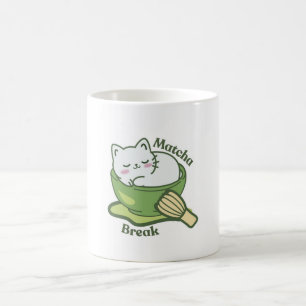 Mug Joli chat avec boisson matcha