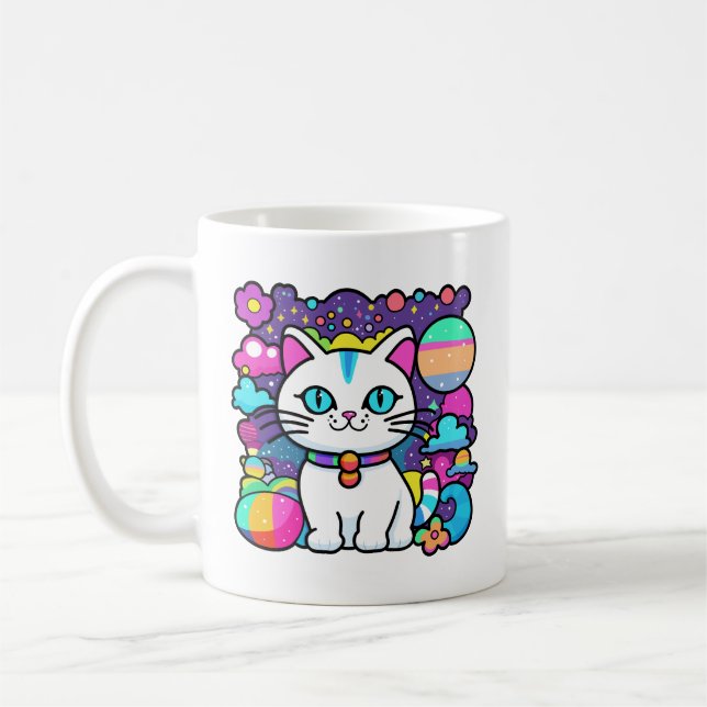 Mug Joli Chat Cosmique Blanc (Gauche)