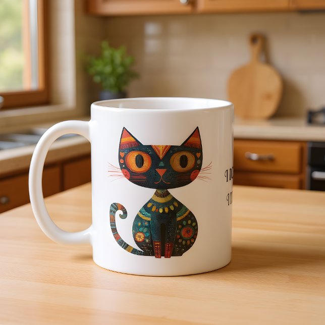 Mug Joli chat d'art populaire "Je ne perds pas mes poi (Créateur téléchargé)