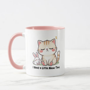 Mug Joli chat et lapin "J'ai besoin d'un peu de temps 