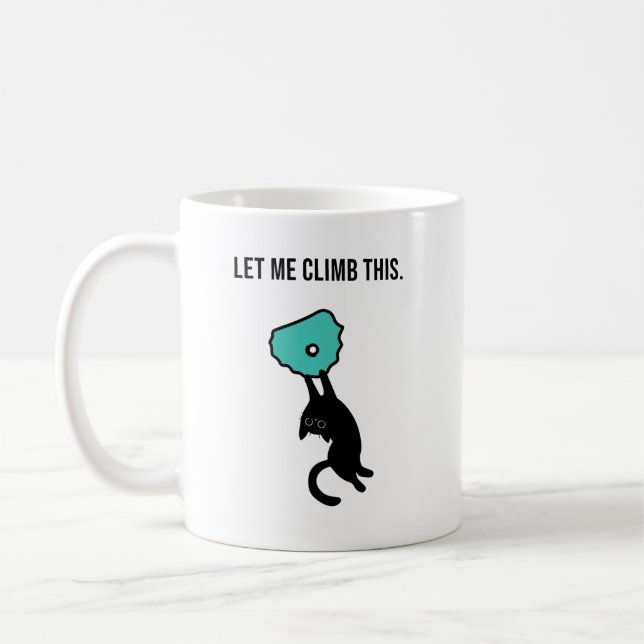 Mug Joli Chat Grimpeur Attrape une Prise de Grimper (Gauche)