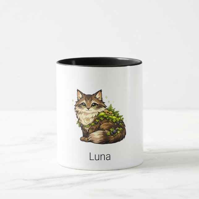 Mug Joli chat Maine Coon nom personnalisé deux tons (Centre)