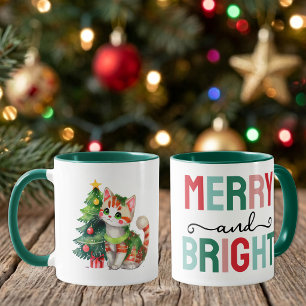 Mug Joli chat Noël joyeux et lumineux