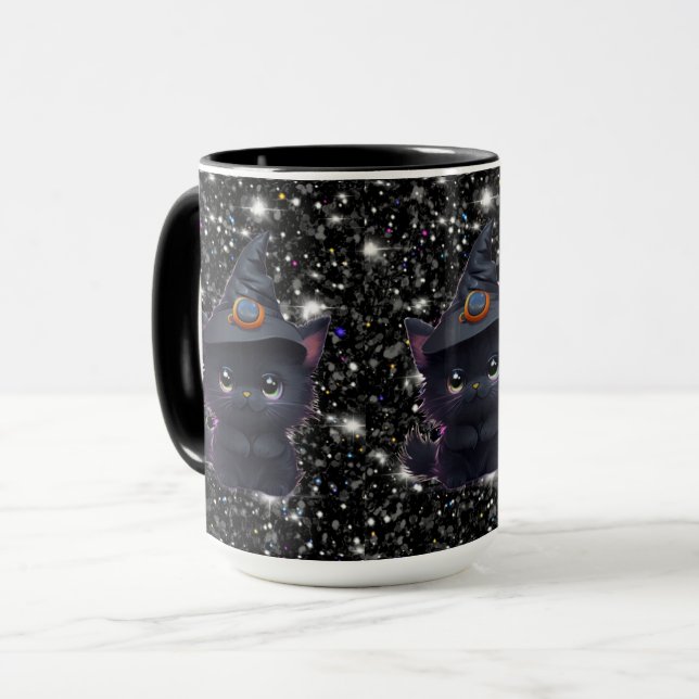Mug Joli chat noir d'Halloween fantaisiste (Devant gauche)