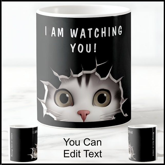 Mug Joli chat noir drôle de nouveauté qui vous regarde (Créateur téléchargé)