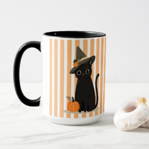 Mug Joli chat noir Halloween avec chapeau de sorcière 