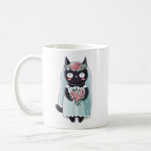Mug Joli chat noir Kawaii portant un voile