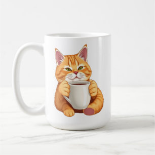 Mug Joli Chat Orange Buvant du Café Drôle de Tabby Rou