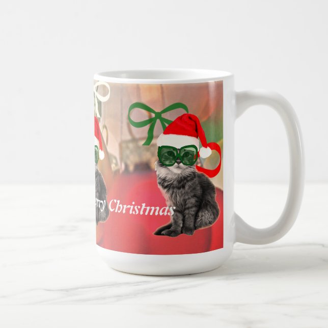 Mug Joli chat père Noël avec chapeau santa (Droite)