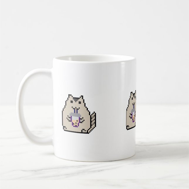 Mug « Joli chat pixelisé avec bubble tea – Style rétro (Gauche)