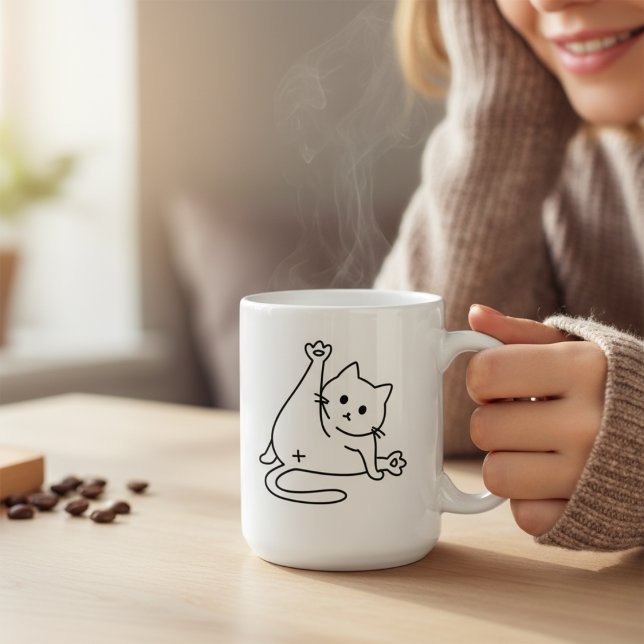 Mug Joli Chat Qui Se Lèche Le Derrière Amoureux De Cha (Créateur téléchargé)