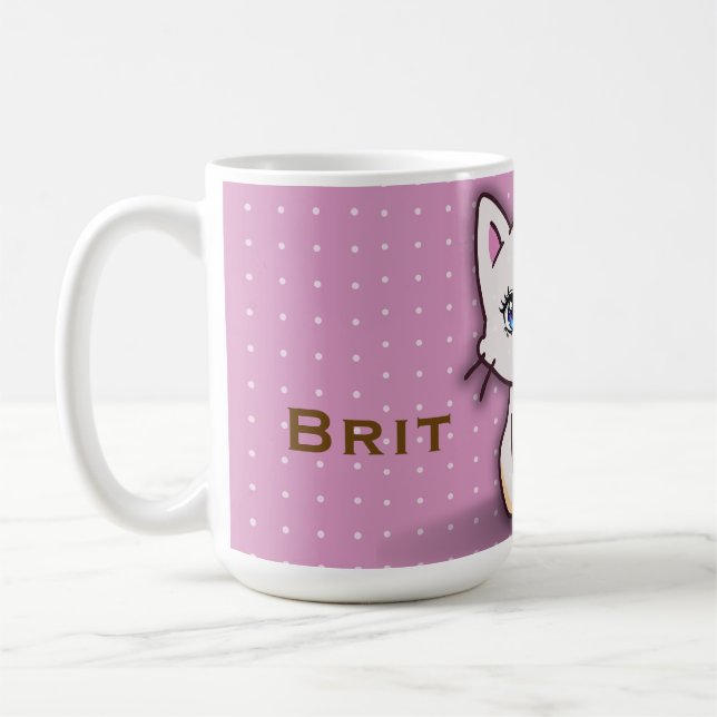 Mug Joli Chat Rose Personnalisé (Gauche)