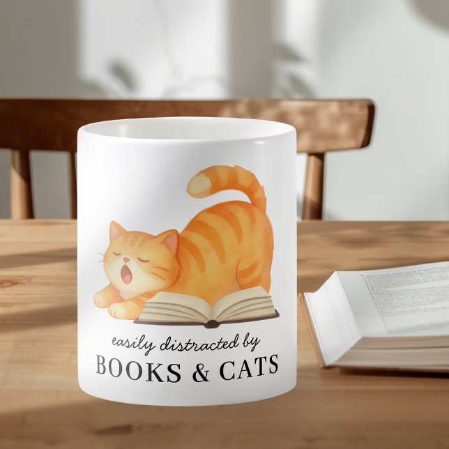 Mug Joli Chat Roux Bibliophile Citation Drôle (Créateur téléchargé)