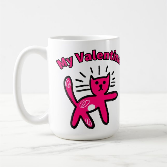 Mug Joli chat valentin doodle mignon (Gauche)