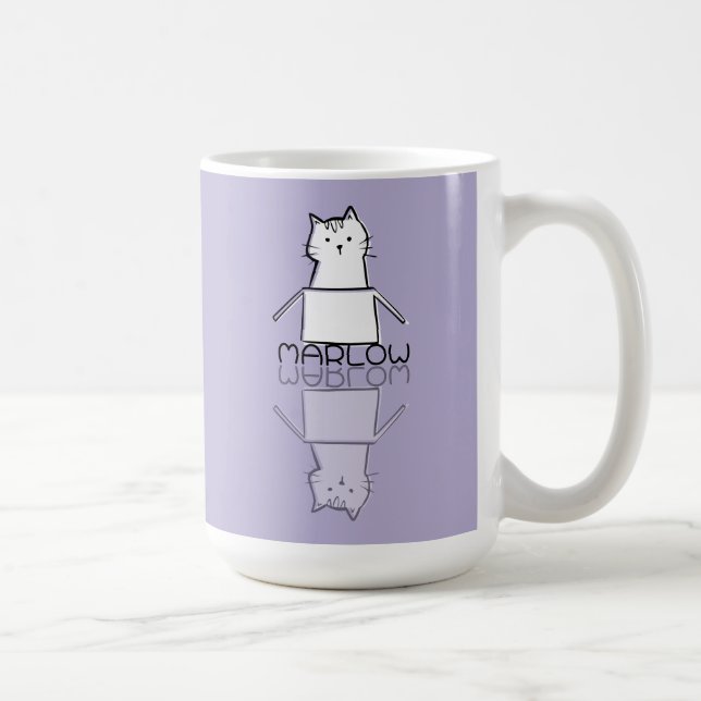 Mug Joli Chat Violet Doodle Nom Personnalisé  (Droite)