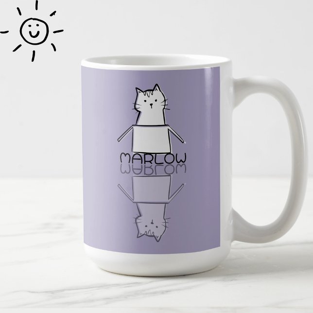 Mug Joli Chat Violet Doodle Nom Personnalisé  (Créateur téléchargé)