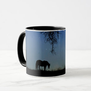 Mug Joli cheval et nuit étoilée avec chênes