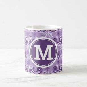 Mug Joli Chic Décontracté Violet et blanc Paisley Mono