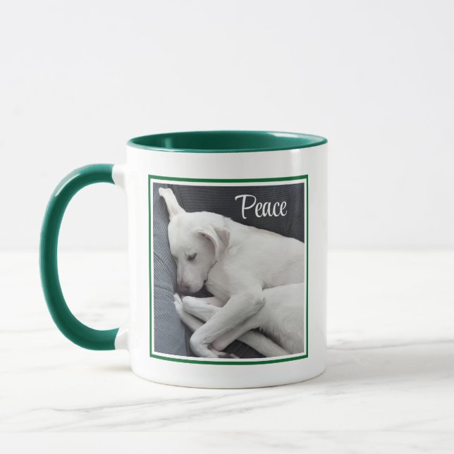 Mug Joli Chien blanc Chien blanc couché Paix Noël (Gauche)