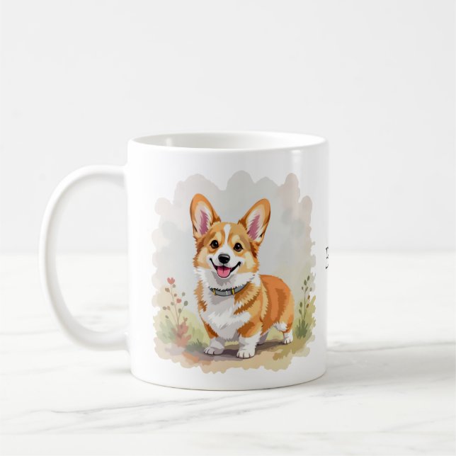 Mug Joli chien Corgi gallois Pembroke rouge (Gauche)