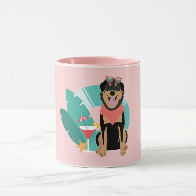Mug Joli chien d'été avec lunettes de soleil (Centre)