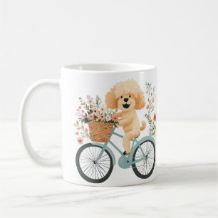 Mug Joli chien Goldendoodle à vélo Fleurs de printemps