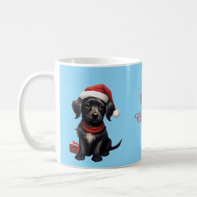 Mug Joli chien noir à Noël (Gauche)