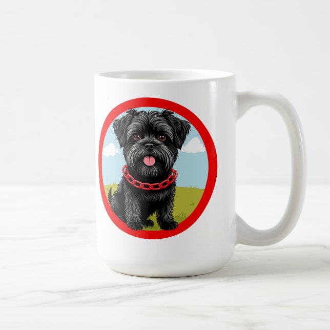 Mug Joli chien noir avec collier rouge dans le style c (Droite)