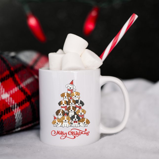 Mug Joli chiot arbre de Noël empilé  (Créateur téléchargé)