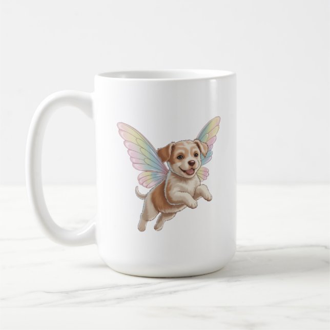 Mug Joli chiot avec des ailes de fée lumineuses — Anim (Gauche)