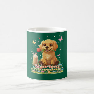 Mug Joli chiot Golden Retriever Matin de printemps