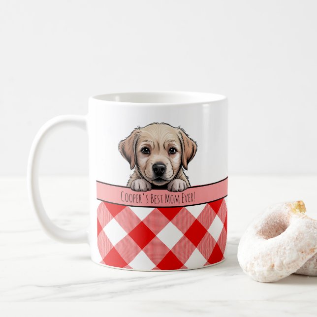 Mug Joli chiot Labrador Meilleure maman de chien Gingh (Avec donut)